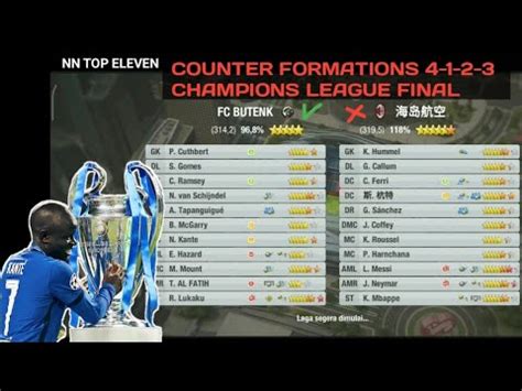 Counter Formations 4 1 2 3 Champions League Final Top Eleven 2022 YouTube