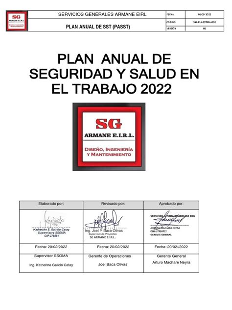 Plan Anual De Sst 2022 Pdf Seguridad Y Salud Ocupacional Business