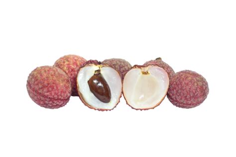 Fresh Lychees On White Background Group Vitamins Tropical White Png