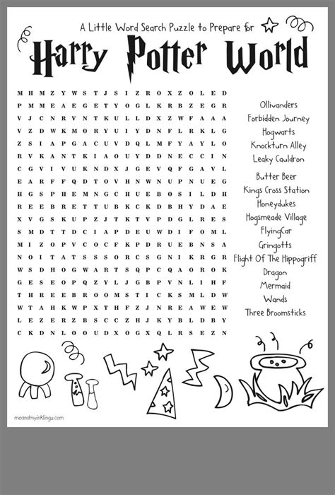 Free Printable Harry Potter Crossword Puzzles