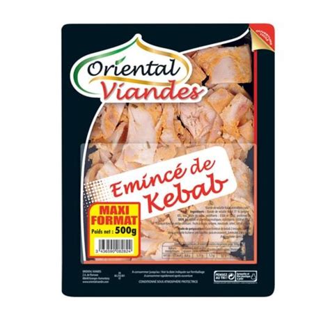 Kebab Halal ORIENTAL VIANDES la barquette de 500g à Prix Carrefour