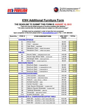 Fillable Online KW4 Additional Furniture Form Fax Email Print PdfFiller