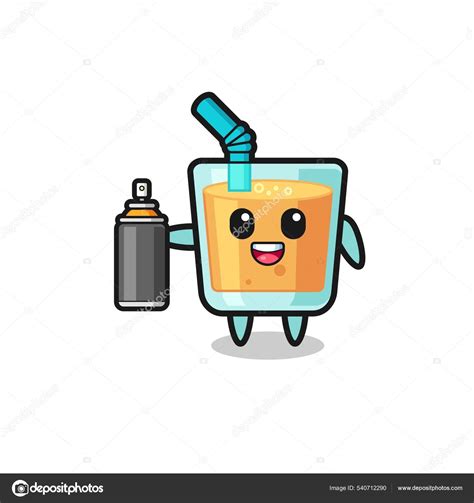 Cute Orange Juice Graffiti Bomber Cute Design Stock Vector By