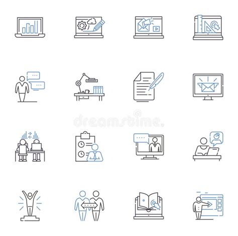 Consultation Session Line Icons Collection Evaluation Advice