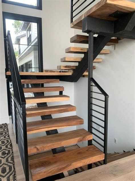 Thick Rustic Reclaimed Wood Stair Treads Modern Floating Stairs