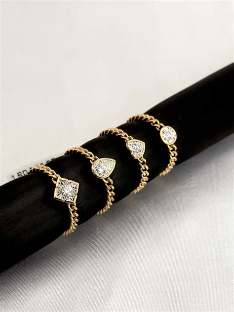 Alexandra Mor Flexible Chain Link Diamond Gold Ring At 1stdibs