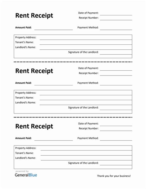 Printable Rent Receipt Template In Word