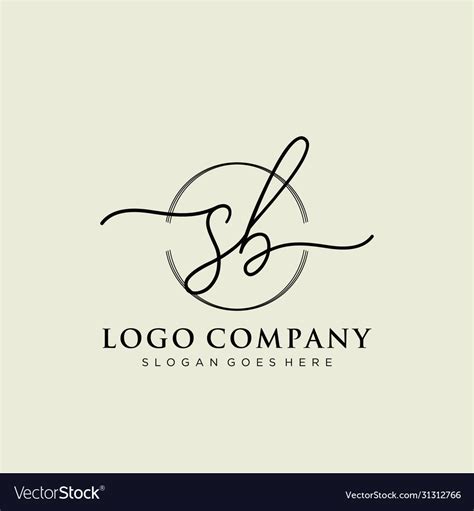 Sb Initial Handwriting Logo Design Royalty Free Vector Image