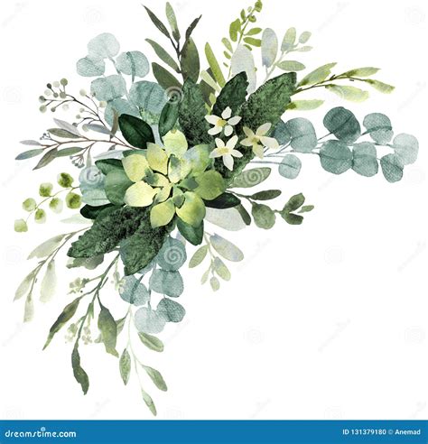 Clip Art Watercolor Eucalyptus Wreath Bundle Greenery Clipart Clipart