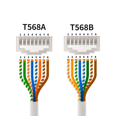 Premium Vector Rj45 Crossover Pin Assignment In T568a And T568b