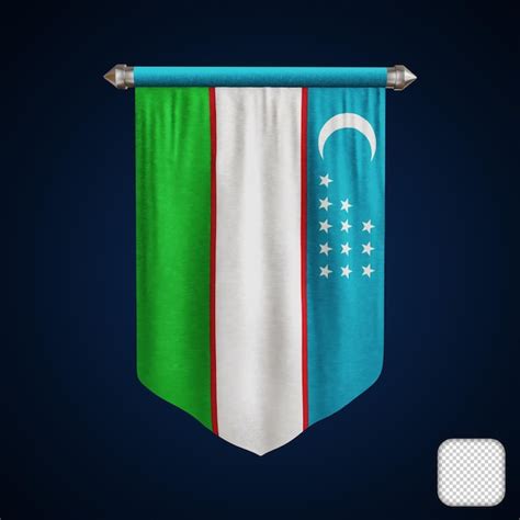 Premium PSD Pennant Uzbekistan Flag 3D Illustration