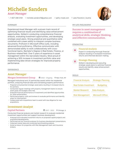 3 Successful Asset Manager Resume Examples And Writing Tips For 2024