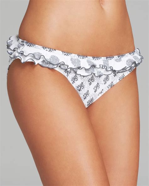 Lyst Pilyq Brigitte Batik Ruffle Bikini Bottom In White