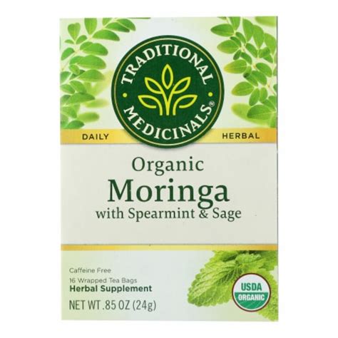 Traditional Medicinals Herb Tea Organic Moringa Spearmint Sage 6 Ct