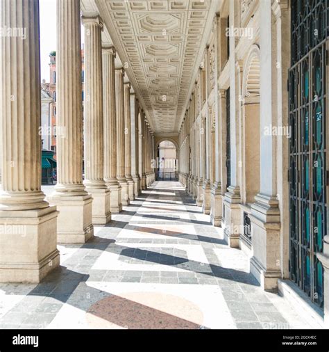 Perspective View Of Classic Roman Colonnade Architectural Details Of