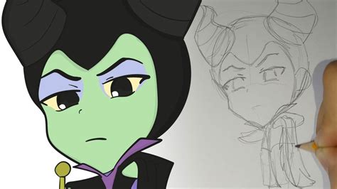 Cómo Dibujar A Malefica Chibi La Bella Durmiente Youtube