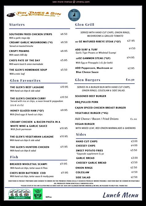 Online Menu Of The Glen Restaurant Haverfordwest United Kingdom Sa61