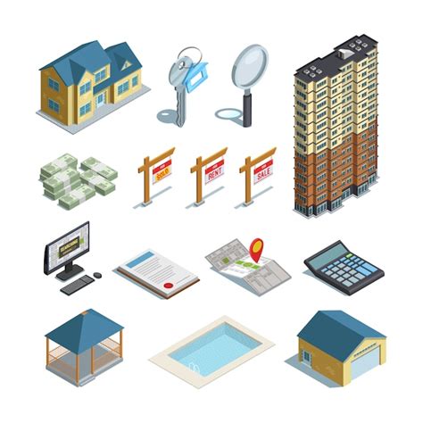 Free Vector Real Estate Isometric Icons Collection