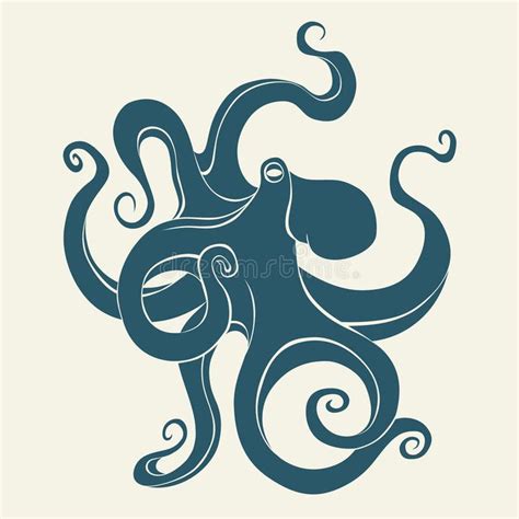 Silhouette Of Octopus Template For Labels Vector Stock Vector