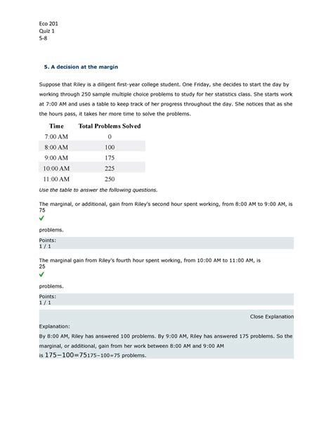 Eco201 Quiz Notes And Explanations Quiz 1 5 A Decision At The