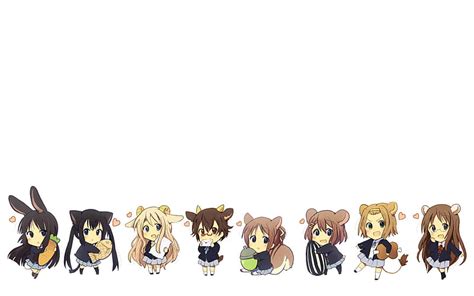 Chibi K On Characters Tainaka Ritsu Azusa Akiyama Mio Mugi Anime Ui Yui Hd Wallpaper