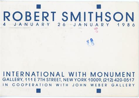 Gallery 98 Robert Smithson International With Monument Card 1986