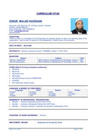 CV Engr Majid Hussain 07032016 CM PDF