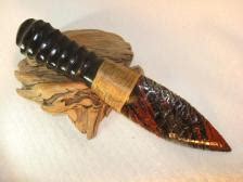 Triple Flow Obsidian Paleo Knife Carved African Deer Antler Handle