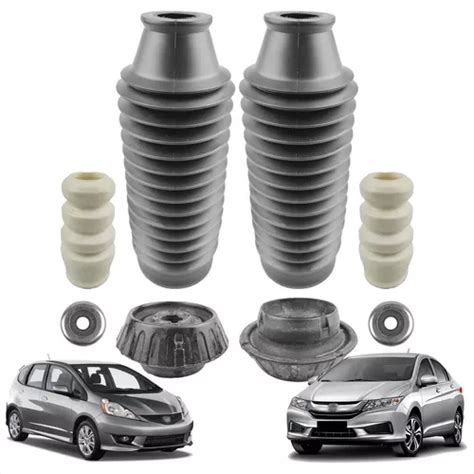 Par Kit Coxim Batente Amortecedor Dianteiro Honda City Fit