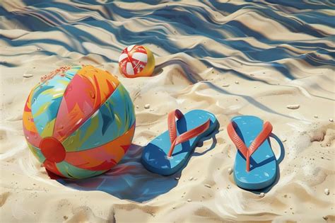 Premium Photo Flip Flops Beach Ball And Snorkel On The Sand Summer Vacation Concept