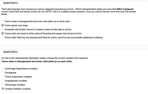 Solved Think about benign (non-cancerous) versus malignant | Chegg.com