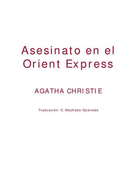 Asesinato En El Orient Express Agatha Christie A S E S I N A T O E