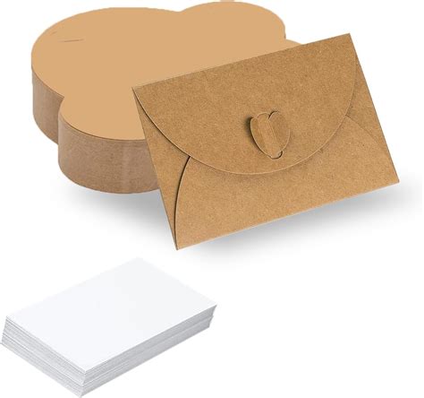 30 Stück Kraftpapier Umschläge mit 30 Blanko Papier Karten Klein