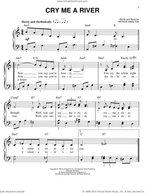 Cry Me A River Sheet Music For Piano Solo Pdf Interactive