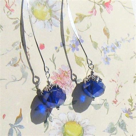 Boucles D Oreilles H Lo Se Cristal Chinois Bleu Argent Tib Tain