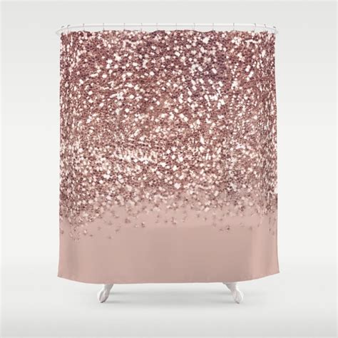 Glam Rose Gold Pink Glitter Gradient Sparkles Shower Curtain By Rose