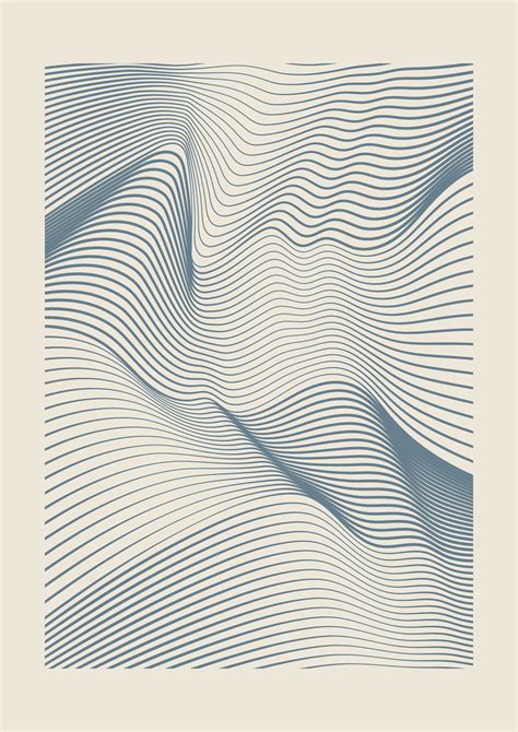 Aesthetic Minimalist Print With Wavy Lines In Modern Style