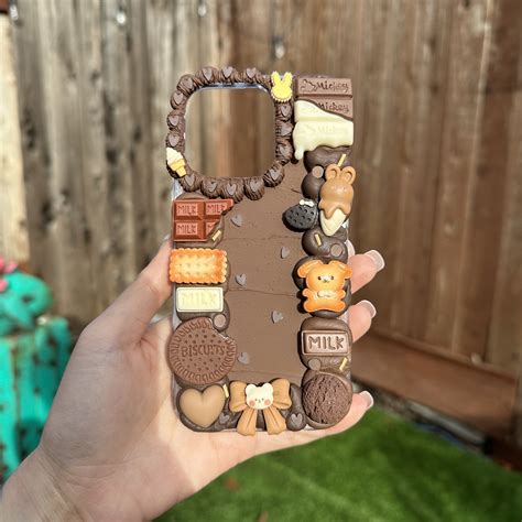 Chocolate Decoden Phone Case Cute Kawaii Cases Whipped Cream Glue Kawaii Ts Custom