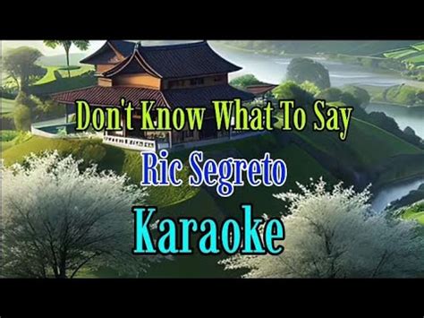 Don T Know What To Say Karaoke Ric Segreto Gwencastrol Youtube Music