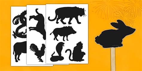 Chinese New Year Zodiac Animals Shadow Puppet Cut-Outs