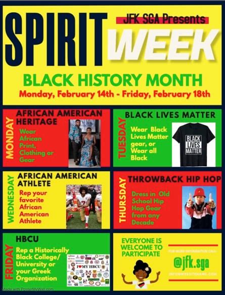 Black History Month Spirit Week John F Kennedy Hs