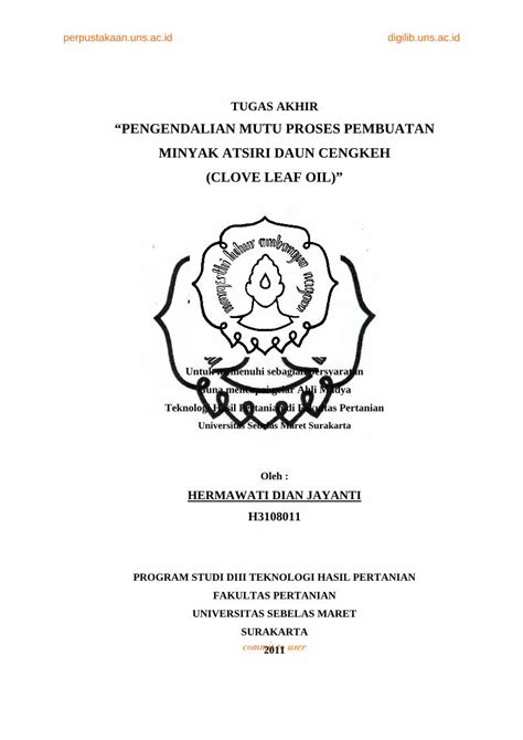 Pdf Pengendalian Mutu Proses Pembuatan Minyak Atsiri