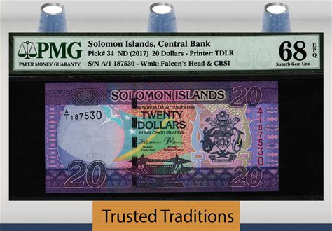 Welt Banknoten Dollars Tt Pk Solomon Islands Central Bank