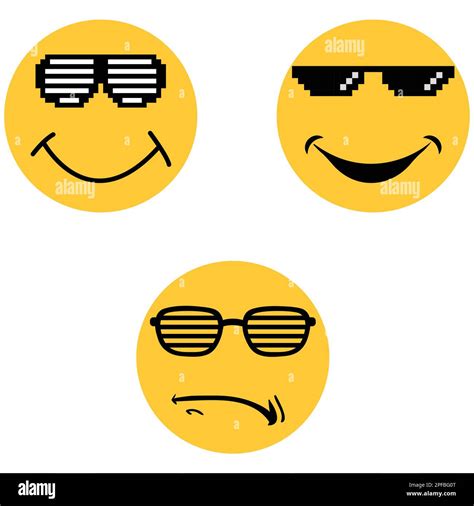 Emoji Or Emoticon Faces Wearing Sunglasses And Eyeglasses Vector • Wall Stickers Pink Eye