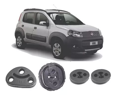 Borracha Coxim Escapamento Fiat Uno Vivace Kit 4 Peças