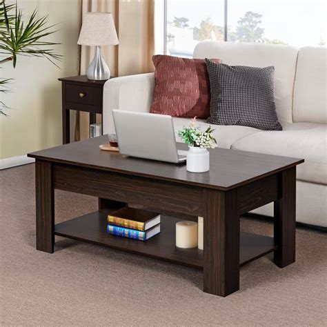 Yaheetech Lift Top Coffee Table Hidden Compartment Open Shelf