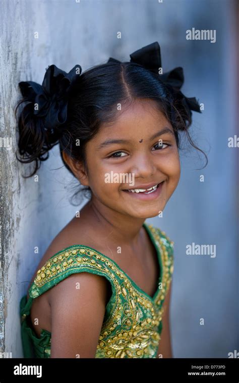 Indian Girl Shalini Smiling Andhra Pradesh South India Stock Photo Alamy