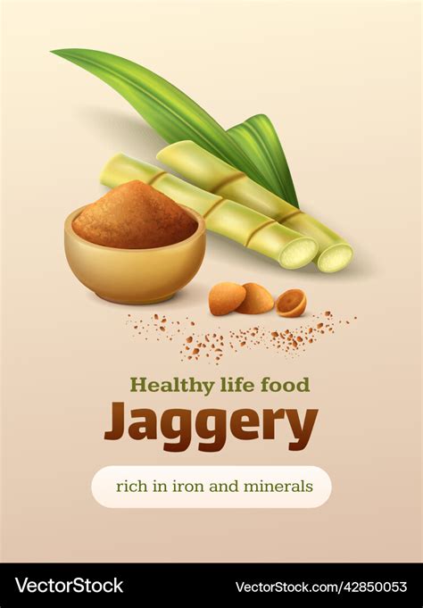 Jaggery Realistic Poster Royalty Free Vector Image