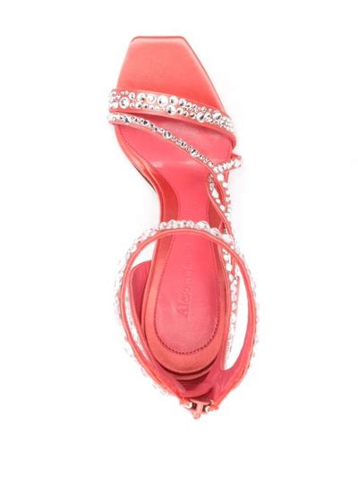 Alexander Mcqueen Crystal Embellished Satin High Heel Sandals In Coral