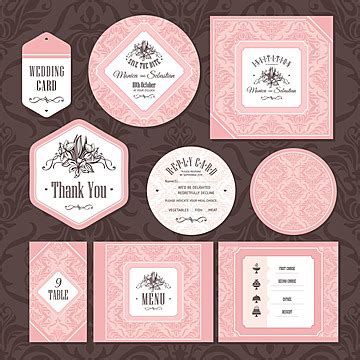 Set Of Floral Wedding Cards Element Anniversary Frame Vector Element